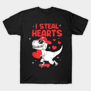 I Steal Hearts Trex Dino Valentine's Day T-Shirt